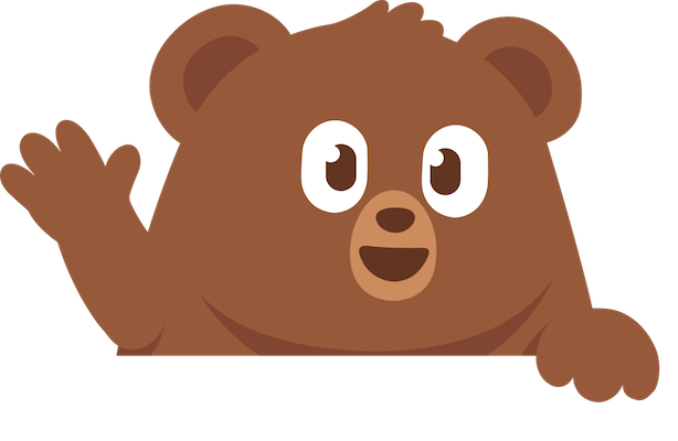 bear mascot waving his hand