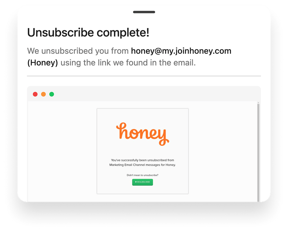 Successful unsubscribe